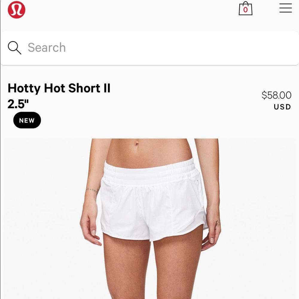 ISO Lululemon Hotty Hot shorts size 6 in white